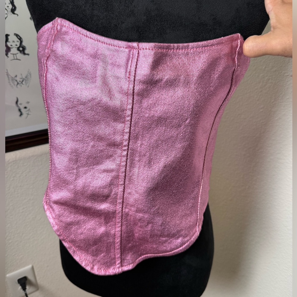 Pretty Little Thing pink Metallic Corset‎